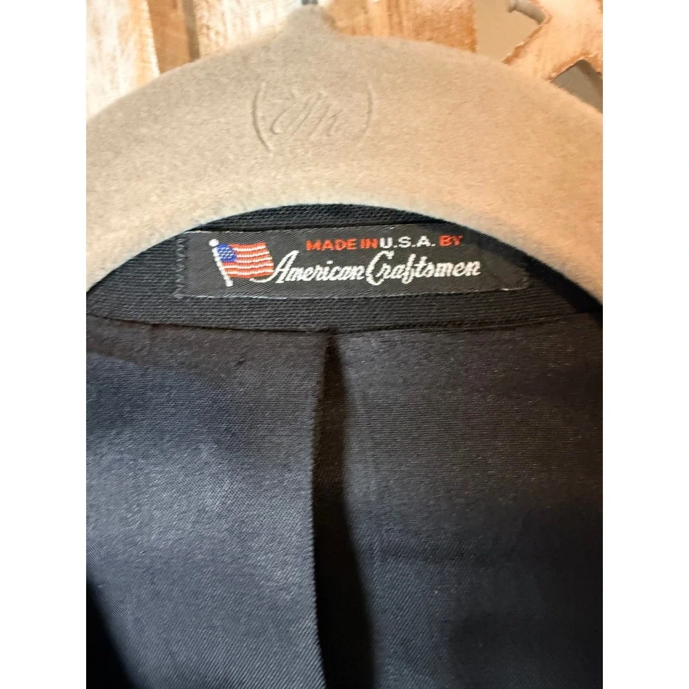 Stafford American Craftsmen Mens 42R Black DoubleBreasted Suit Jacket Wool Blend